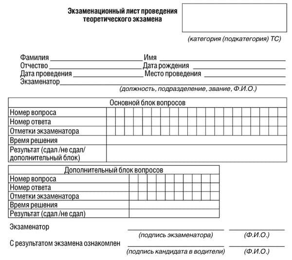 купить лист сдачи теоретического экзамена ПДД в Усть-Илимске